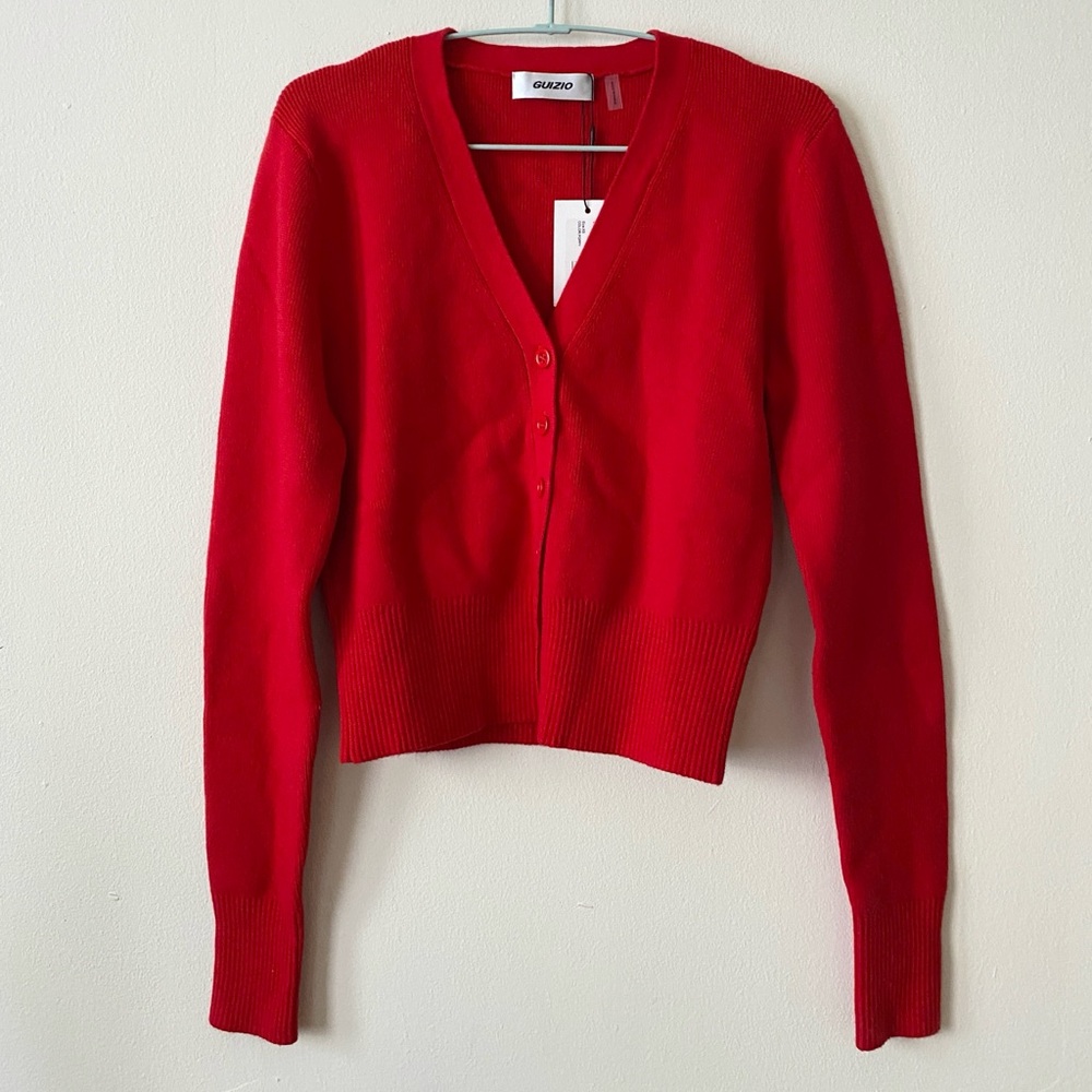 NWT Danielle Guizio Red Camelie Cardigan XS